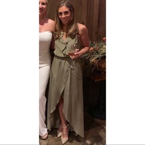 Lavender Brown olive color polyester dress